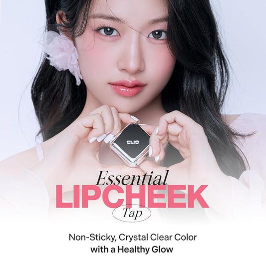 CLIO Essential Lip & Cheek Tap + Sillicone Lip Brush Bundle, 05 Cherry Shower