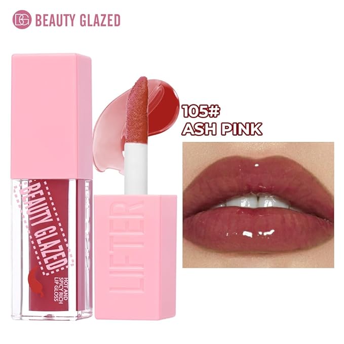 Beauty Glazed Hot & Spicy Rich Lip Gloss & Plumping Lip Oil with Chili Extract – Ultra‐Hydrating, Long‐Lasting Gloss & Sensual Plump Formula for Bold, Moisturized Lips (105# ASH PINK, 1)