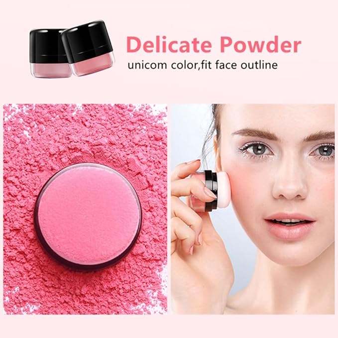Loose Powder Air Cushion Blush Natural Blusher Bright Shimmer Face for Cheek Highly Pigmented Blush Makeup Easy to Blend Makeup Blushin, All Day Wear(03#)