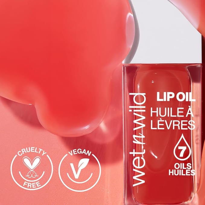 wet n wild Lip Oil - Lightweight, Non-Sticky, Hydrating & Nourishing Formula with Marula & Jojoba Oils, Vegan & Cruelty-Free - Heart Rate (Pack of 2)