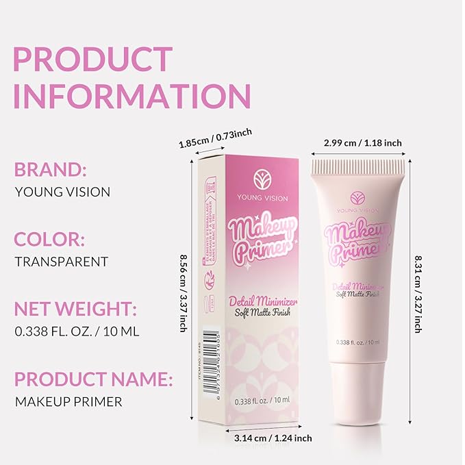 YOUNG VISION Pore-Minimizing Makeup Primer for Face Before Makeup, Soft Matte Finish, Shine Control, Long-Lasting Face & Foundation Base, Lightweight Complexion Prep, 0.338 fl oz