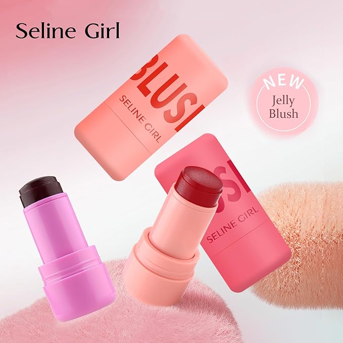 Jelly Blush Stick, Cream Blush & Tool 2-IN-1, Blendable Blushes Makeup For Eyes Lips Cheeks, Color Balm Natural and Creamy #CHILL