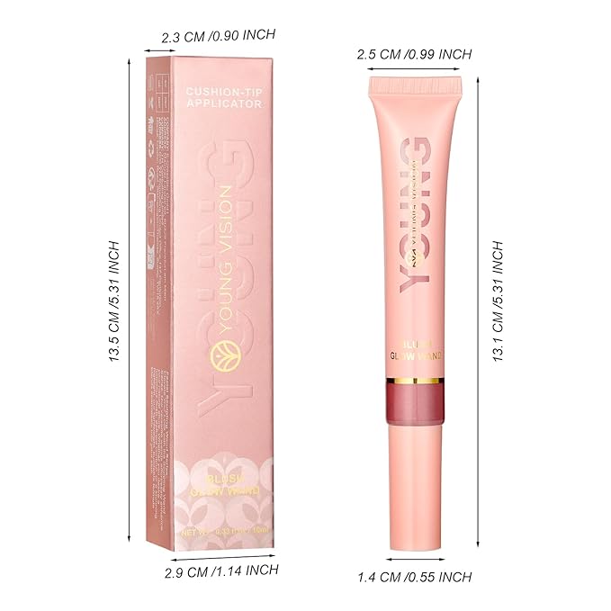 YOUNG VISION Shimmer Blush Wand - Liquid Cream Blush, Radiant Peach Sparkle, 0.33 fl oz