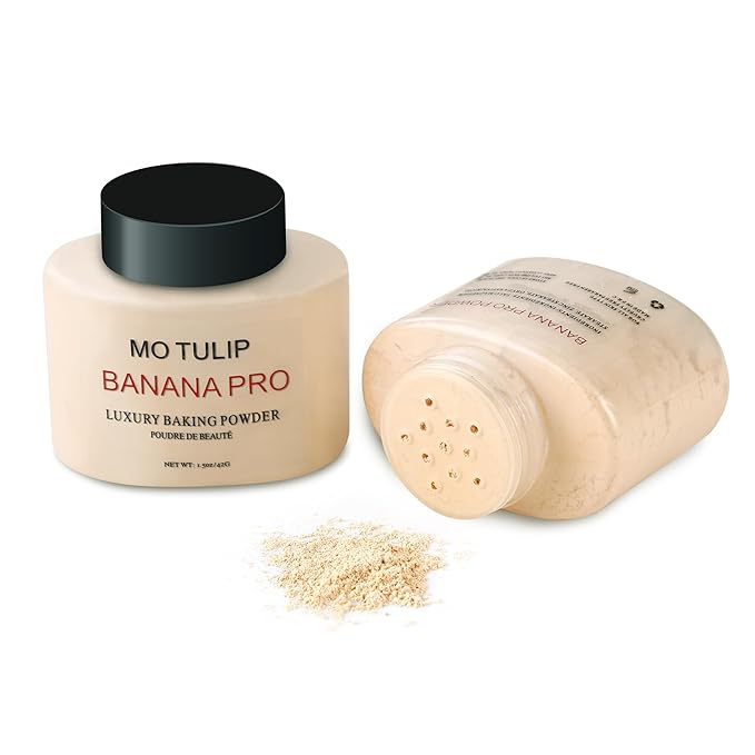 Banana Pro Loose Baking Powder, long lasting Matte Finish Make Up Setting Powder, Easy to Make Up Face Powder for Medium Skin Tones, Minimizes Pores and Fine Lines (42g/1.5oz)