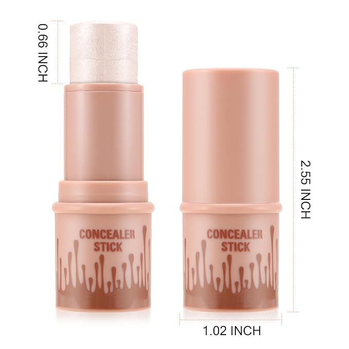 Cream Highlighter Stick, Shimmer Brightener Makeup Stick, Blendable and Waterproof Bronzer Glitter Powder, Illuminator Contour for Women