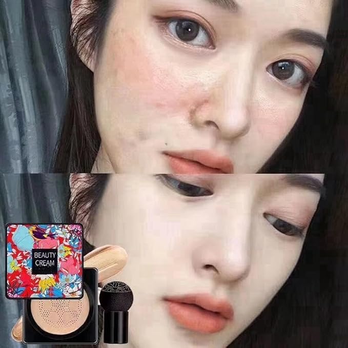 Mushroom Head Air Cushion BB Cream Even Skin Tone Makeup Base PrimerConcealer Lasting Nude Makeup Moisturizing Brightening Pigment CC Liquid Foundation (C-2PC)