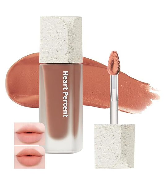 Heart Percent Dote On Mood Blurry Fog Tint, Velvety Matte Soft & Fuzzy Creamy Lightweight Vegan Lip Stains with Personal Color Analysis, #01. Mellow Peach