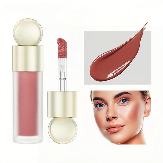 5 Color Velvet Liquid Blush, Soft Cream Face Blush for Cheek, Eye, Lips, Soft Cream, Weightless, Breathable, Natural-Looking liquid Blush Stick (04)
