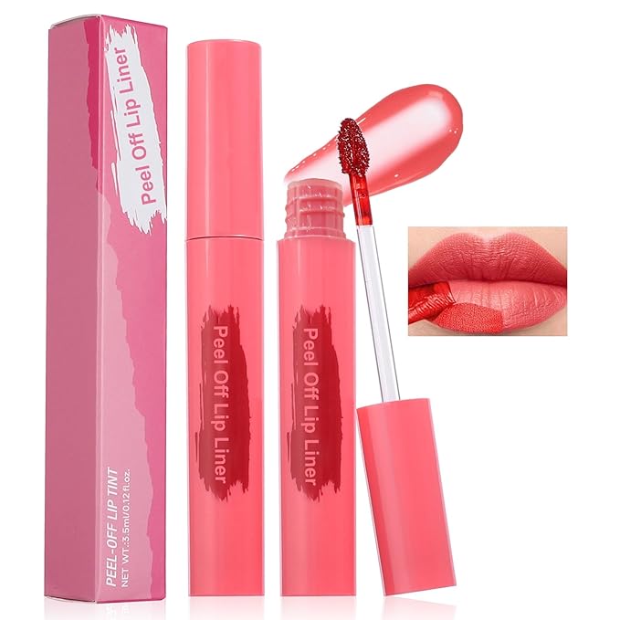 Lip Stain - Peel Off Lip Stain, Long Lasting Lip Liner with Matte Finish, Waterproof, Transfer-proof, Highly Pigmented Color (#02 Nude, 1 PCS)