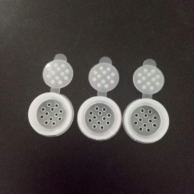 6 Pcs Plastic Loose Powder Jar 10g Clear Refillable Face Powder Case Cosmetic Sample Pots Bottles Eyeshow Powder Box Concealer Powder Sifter Container with 12 Holes (black lid)