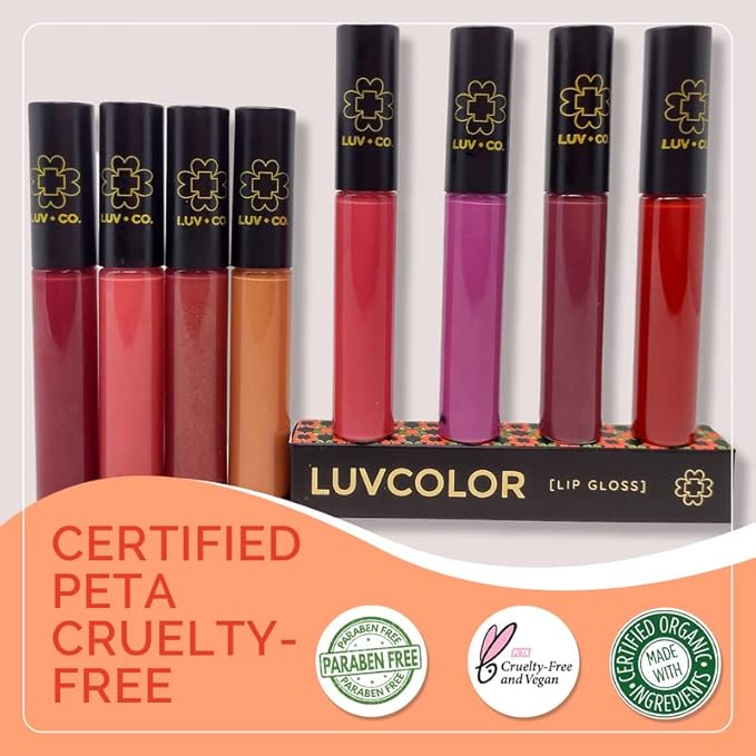 Lip Gloss 7ml 90% Organic Moisturizing Lip gloss Non Sticky Shiny Natural Colorants For Light Glossy Coverage Gluten Free Paraben Free | Bronze Orange Metallic | Sunset