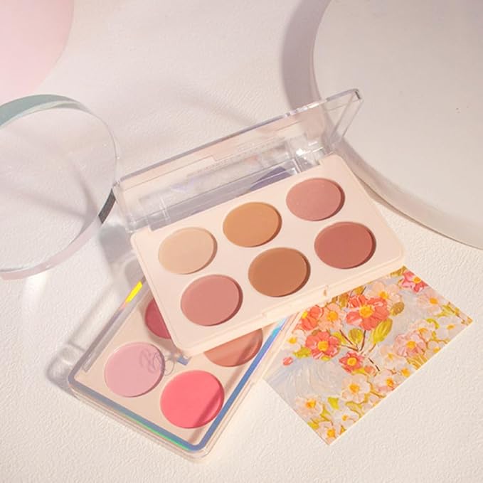 6 Colors Face Blush Blusher Highlighter Makeup Palette iluminadores de maquillaje profesional luminizers Cheek Shimmer Stick Bronzer and Highlighter Palette makeup illuminators highlighters for face