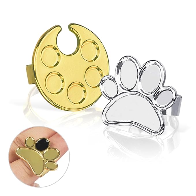 4 Pack Mini Nail Paint Art Palette Finger Rings Metal Manicure Palette Tools Makeup Palettes, Nail Art Palette Nail Polish Palette
