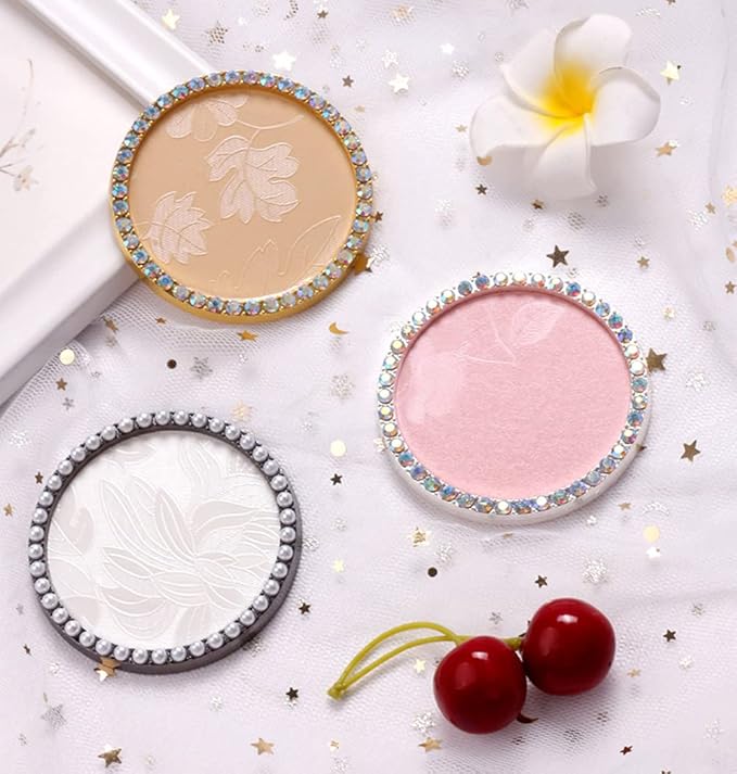 1 Pc Resin Nail Art Palette Nail Art Display Holder Round Inlay Rhinestone Makeup Palette Nail Painting Palette Gel Polish Colors Mixing Pallet (White)