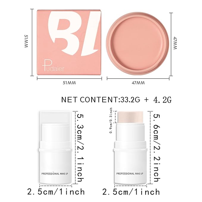 Blush Multi Stick, Lightweight & Blendable, Non-greasy & Waterproof, For Eyes, Lips & Cheeks, Highlight Contouring blush, Perfectly Blended, Contour Stick (SET 1, 2 in 1)