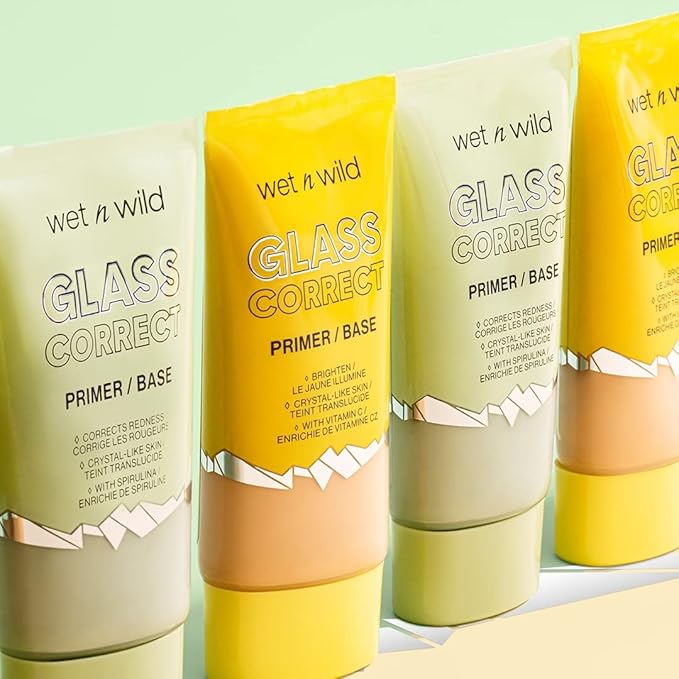 wet n wild Prime Focus Glass Skin Correct Primer, Bright Crystal Finish, Yellow
