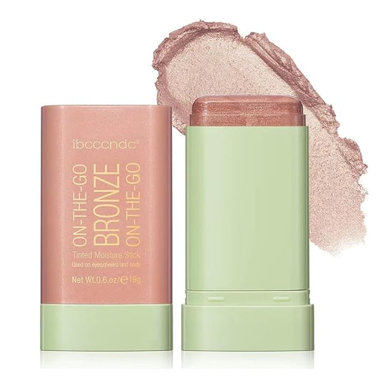 GECOMO On-The-Go Soft Creamy Highlighter Blush Bronzer Makeup Stick,Blendable Natural Glow Makeup Cream Blush Highligh 0.6 Oz - 02 SOFT GLOW