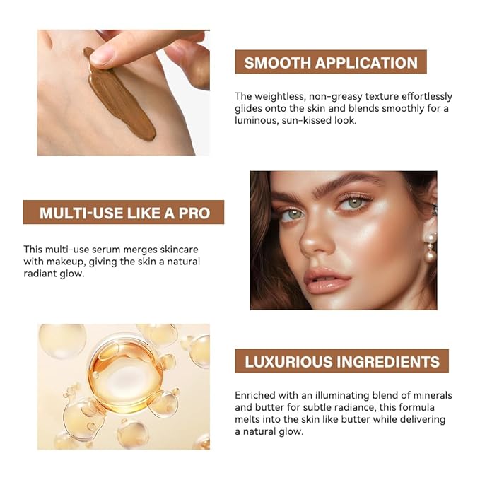 Butter Glow Bronzing Serum, Face Bronzers Serum, Hydrating Face Serum, bronzing drops for face, Liquid Bronzer, Bronzing Drops (2PCS, Large)