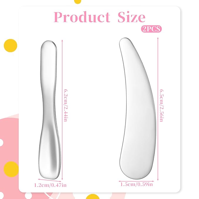 2Pcs Mini Metal Makeup Spatula, Cosmetic Spatulas Reusable Skin Care Spoon Beauty Scoop Spatulas Multi-functional Facial Applicator Tool for Mixing Sampling Lotions Plant Masks Accessories