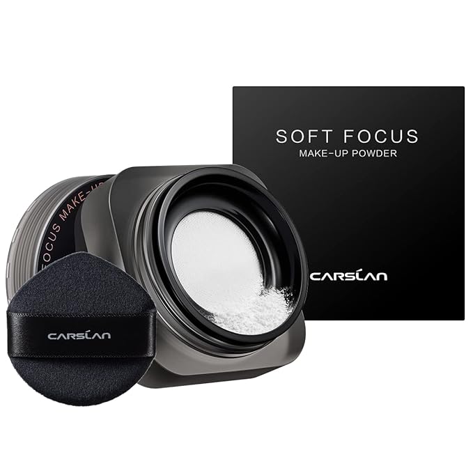 Soft Focus Loose Setting Powder, Waterproof, Matte, Oil Control, Shine Free, Talc-Free Face Powder Makeup, 24H Longwear Finishing Powder, 01 Dark Purple