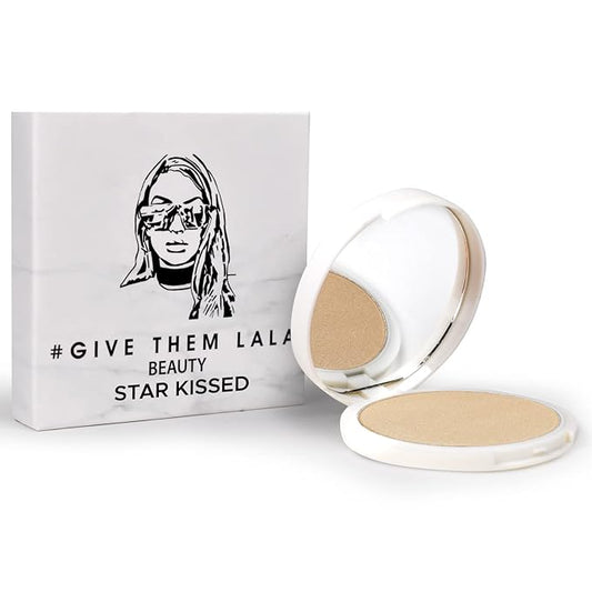 Pressed Highlighter By Give Them Lala- Highly Pigmented Powder Highlighter For Inner Corners, Cheekbones & Lips- Buildable Face Highlighter- Gluten-Free, Cruelty-Free & Vegan, Made In USA (Star Kissed)
