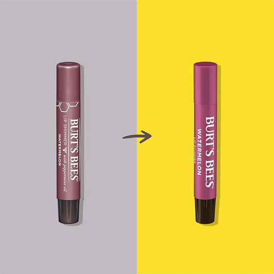 Burt’s Bees Lip Shimmer Watermelon; Warm, Luminescent Color; High Impact, Instant Moisture; with Shea and Cocoa Butters; 100% Natural Origin; 4 Tube, 0.09 Oz. (Packaging May Vary)
