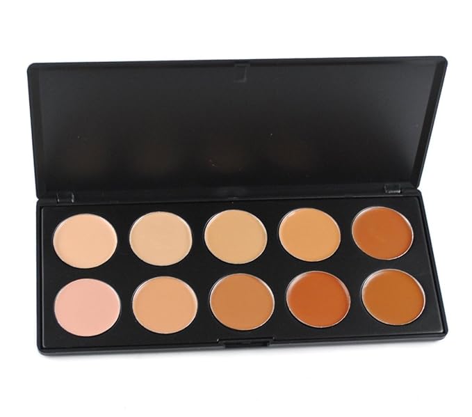 10 Colors Cream Contour Face Concealer Palette, FantasyDay Long Lasting Full Hydrating Coverage Conceals Corrects Foundation Camouflage Makeup Gift Set for Correcting Dark Circles Acne Blemish