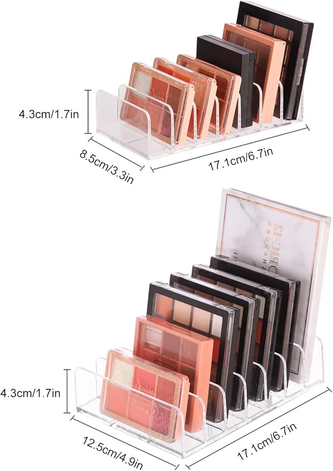 2PCS Makeup Palette Organizer,Eyeshadow Palette Organizer,Eyeshadow Storage Holder with 7 Compartments - Sturdy beauty storage, compact organizers for eyeshadows, lipsticks, and cosmetics.