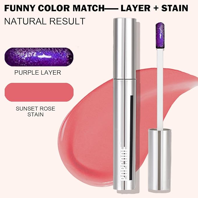 Peel Off Lip Stain - Long Lasting, Transfer Proof and Waterproof Tattoo Lip Tint, Matte Finish Lip Stain Peel Off, Infused with Vitamin E & Algin & Hydroxyacetophenone, #005 Sunset Rose