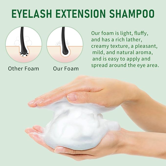 Lash Shampoo Bulk, Eyelash Cleanser for Extensions 2 Liters, Dispenser Pump, Non-irritating or Burning Eyelid Foaming Cleanser for Professional Salon and Home Use (Aloe Vera-2L)