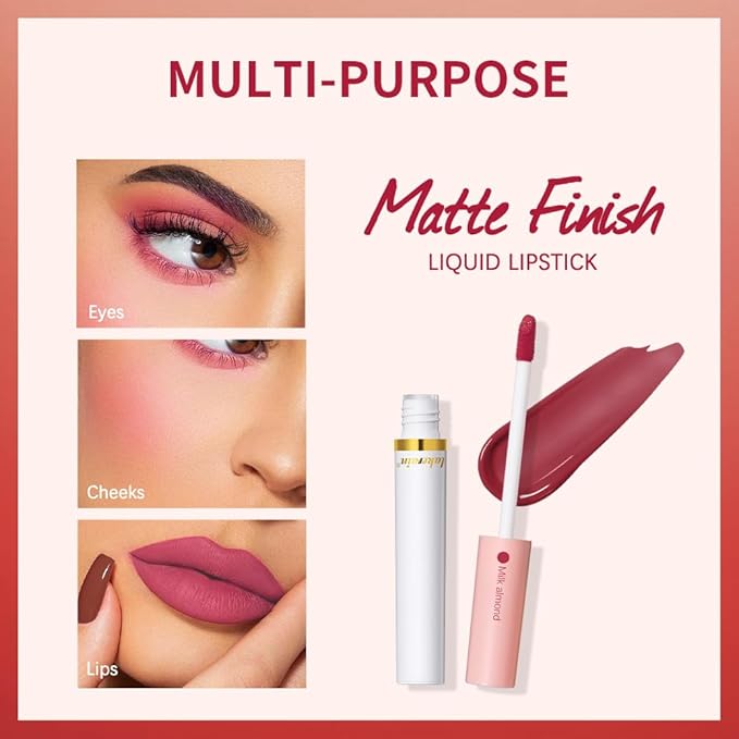 LADYFOX 4 Colors Matte Cigarete Lipstick Set, Natural Velvet Liquid Lipstick for Women, Waterproof Lipstick Tube Lip Tint Stain, Lip Stain Long Lasting 24 Hours (Set, 2)