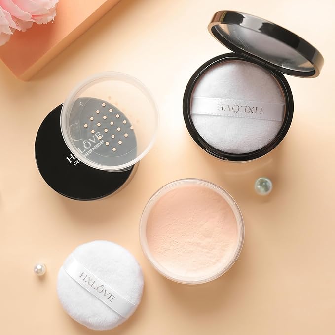 HXLOVE 3PCS Loose Setting Powder - Oil Control, Waterproof Formula for Long-Lasting Matte Finish, Flawless & Shine Look for All Skin Types