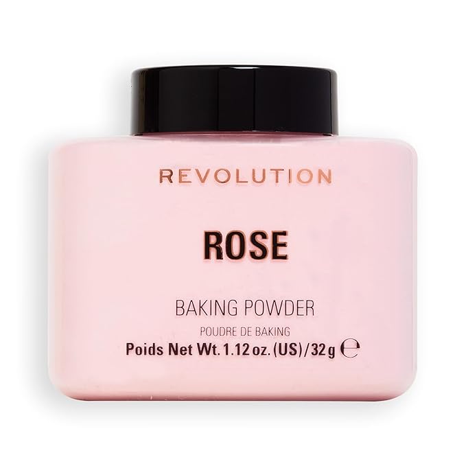Revolution, Loose Baking Powder, Makeup Setting Powder, Long Lasting Coverage, Mattifies & Reduces Shine, Rose, 1.13 oz