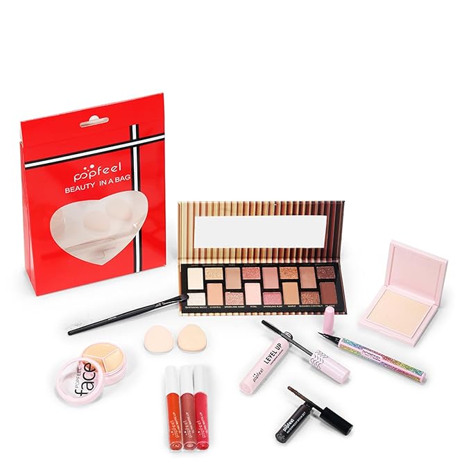 Makeup Set Travel Makeup Kit, Include Eyeshadow Palette, Powder, Lipstick, Lip Gloss, Eyeliner, Mascara Concealer Etc Comestic Essential Starter Makeup Gift Set for Women #3