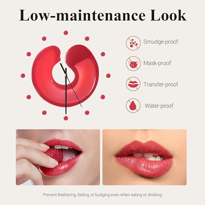 Lip Stain Peel Off + Lip Oil Dual End, Lip Liner Stain Long Lasting Waterproof Transfer Proof - L03 RUMBA RED
