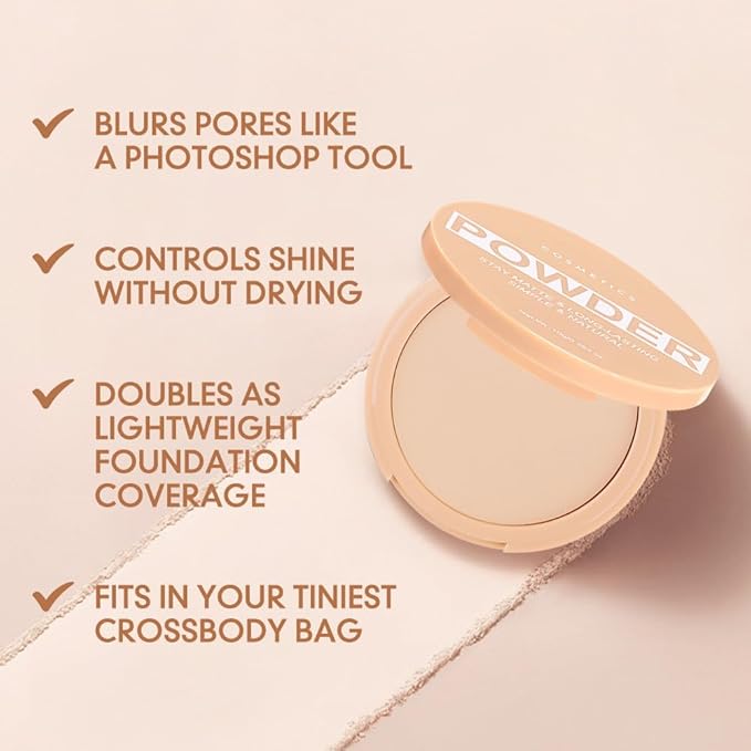 Pressed Matte Face Powder Makeup & Setting Powder for Poreless Wrinkle Blurring Contour Concealer Finishing,Lightweight,High Coverage,Shine Control (Warm Nude-Matte-01, 1.71OZ (Pack of 1))