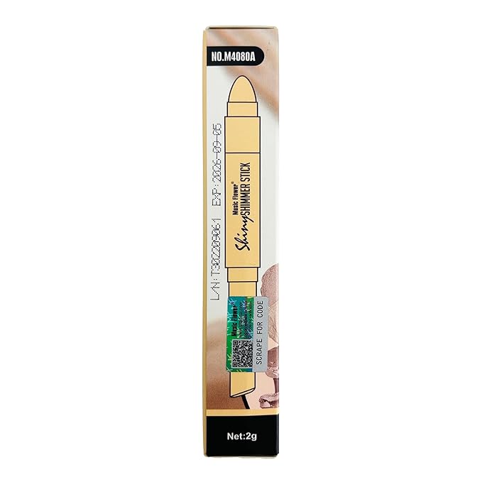 Highlighter Stick, Double Ended Highlighter Makeup Stick with Sponge Brush, Shimmer Waterproof Long Lasting Smooth Silver Glitter Brighten Face Makeup Pencil, 1 Count