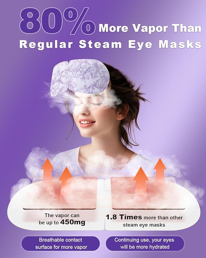 30 Packs Tea Tree Oil Hypoallergenic Eye Wipes for Itchy Eyes & 30 Packs Steam Eye Mask Lavender