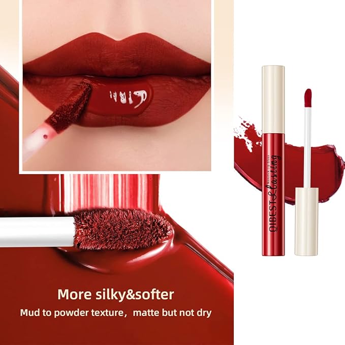 12Pcs Matte Liquid Lipstick Set, Dark Bright Red 24-hour Lip Gloss Kit Long-Lasting Waterproof Lip Stain Non-Stick Cup Not Lipgloss Set for Women