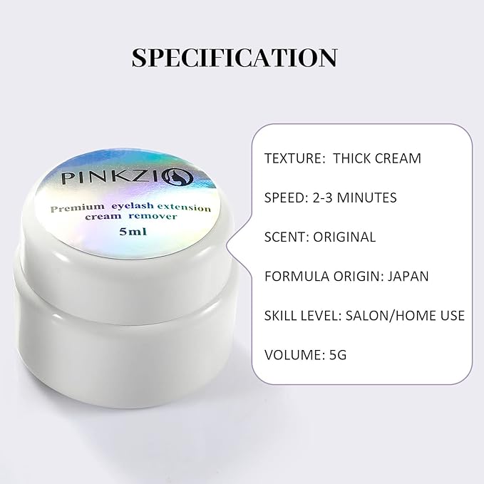 Eyelash Extension Glue Remover, PINKZIO Lash Extension Cream Remover For Eyelash Extension Glue, Fast Lash Adhesive Dissolution, Easy To Control, No Damage To Natural Lahes-5 ml, white