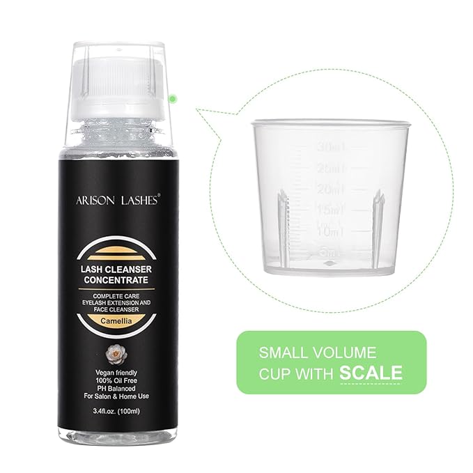 ARISON LASHES Eyelash Cleanser Concentrate 100ml Lash Extensions Shampoo Natural Foaming Cleanser DIY Non-lrritating 20 Bottles 60ml lash Shampoo(Camellia)