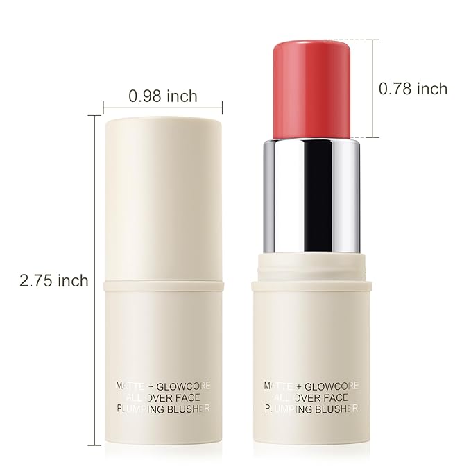 Boobeen Cream Blush Stick for Cheek and Lips, Soft and Blendable Natural Flush, Long-Lasting Dewy Blusher Makeup, Multi-Use Blush, Buildable Glow for Face