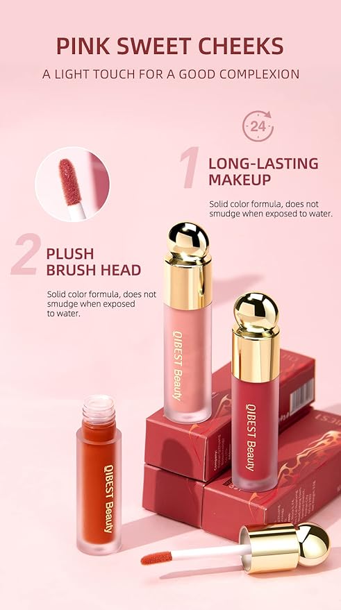 Liquid Blush Makeup, Weightless and Blendable Liquid Blush Wand for Cheeks - Long-Lasting Skin Tint Makeup with Natural-Looking, Radiant Glow - Perfect for Creating Soft and Healthy Flush (01# MORNING ROSE)