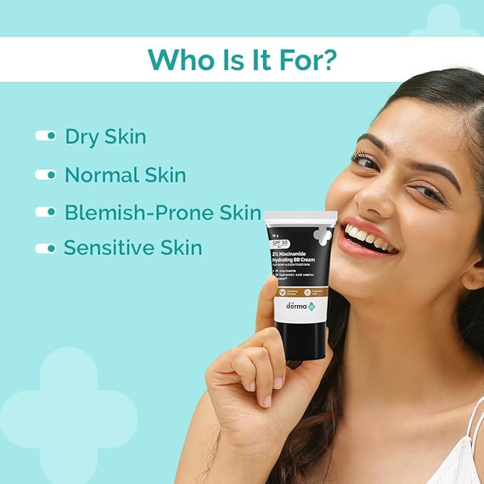 2% Niacinamide Hydrating BB Cream with SPF 30 (02 Nude Shade) | Gives Medium Buildable Coverage & Smooth Finish | Skin Hydration with Sun Protection | 1.06 Oz/30g