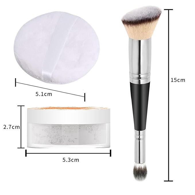 2PCS Loose Face Powder, Oil Control Minimizes Pores and Fine Lines, Baking Setting Powder Makeup, Soft Focus Effect Make Up Matte Ultra Flawless Finish,8g (01# Translucent)