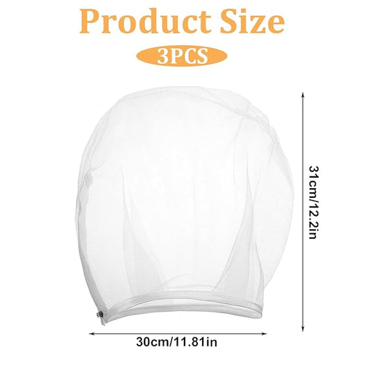 3 Pcs Makeup Protector Hood for Face, Breathable Nylon Makeup Protector Hood with Zipper Closure Washable & Reusable Make Up Face Cover for Women Weddings