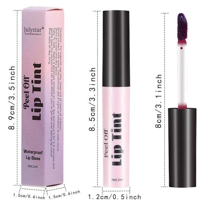 2 Colors Peel Off Lip Stain, Long Lasting Waterproof Matte Lip Tint, Non-Stick Cup Tattoo Lip Gloss, Natural Nude Lip Makeup, Magic Tinted Lip Stain (05#+06#, 2pcs/set)