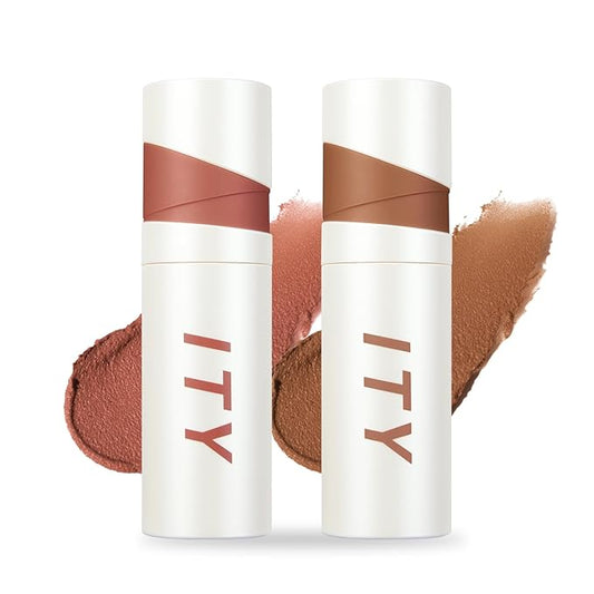 ITY Velvet Matte Finish Lip Stain-Mousse Textured Lip Clay, Conceals Lip Lines, Rich Pigment Lip Tint Lipsticks, 2 Pack, 0.14 oz (4g) in Petal, Apricot