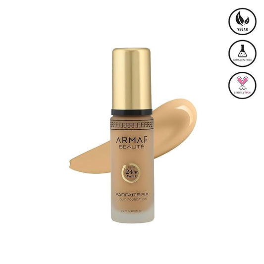 Armaf Beauté Parfaite Fix Liquid Foundation Makeup - Water Resistant, Lasts Up To 24 Hours | Sand, 27 ml/0.91 fl.oz