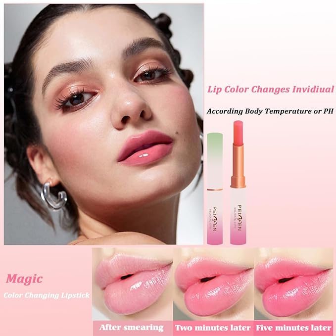 6 Pcs Color Changing Lipstick Lip Balm, Magic Temperature PH Color change Lipstick, Moisturizing No-Sticky Long Lasting Lip Gloss
